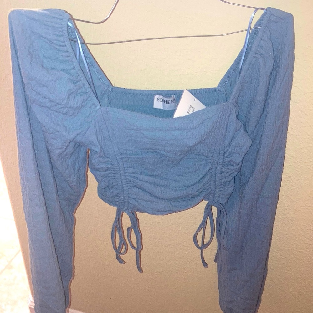 Sophie Rue Blue Blouse, ‘on or off the shoulder’, Size Small